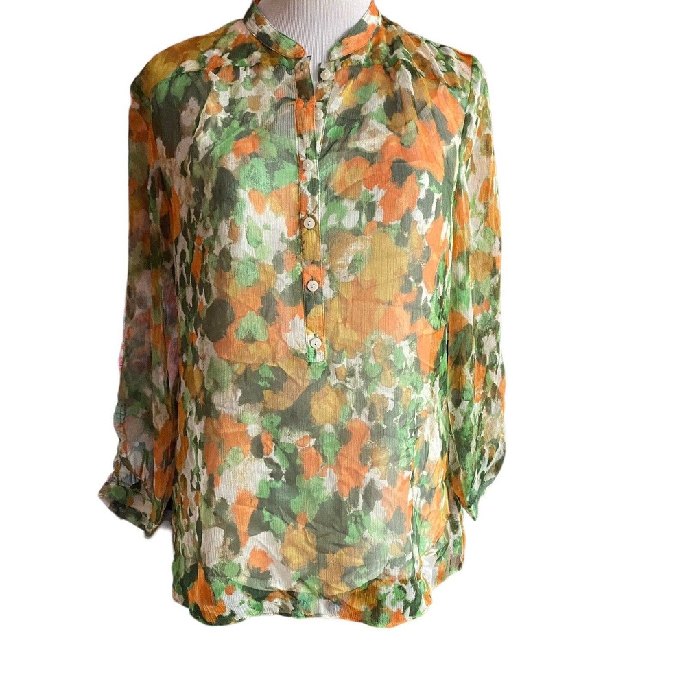 Coldwater Creek XS (4-6) Multicolor 2 Pc Button Blouse Sleeveless Tank Top Set